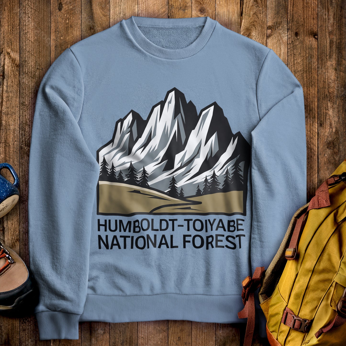 Humbolt-Toiyabe National Forest Crewneck Sweatshirt Stone Blue Adventure and Outdoors Themed Sweatshirt