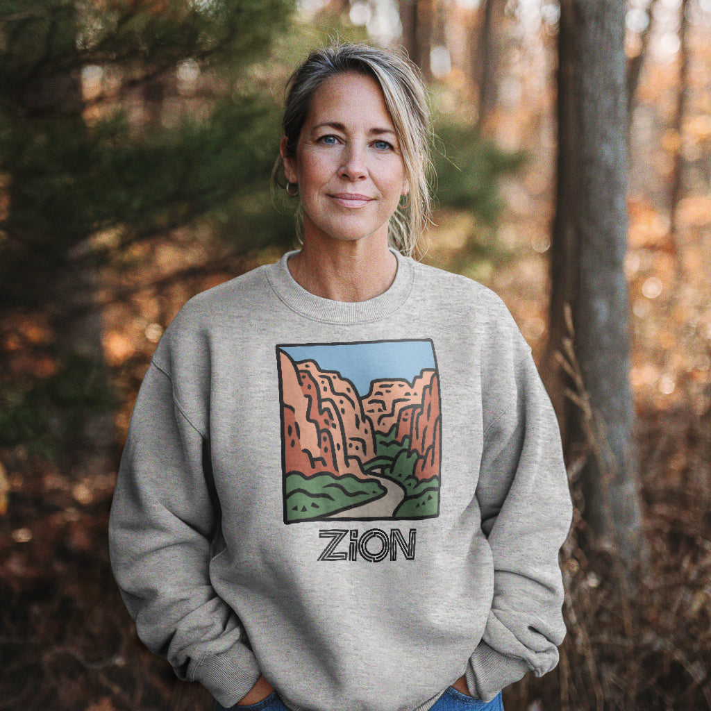 Zion National Park Crewneck Sweatshirt Adventure and Outdoors Themed Sweatshirt