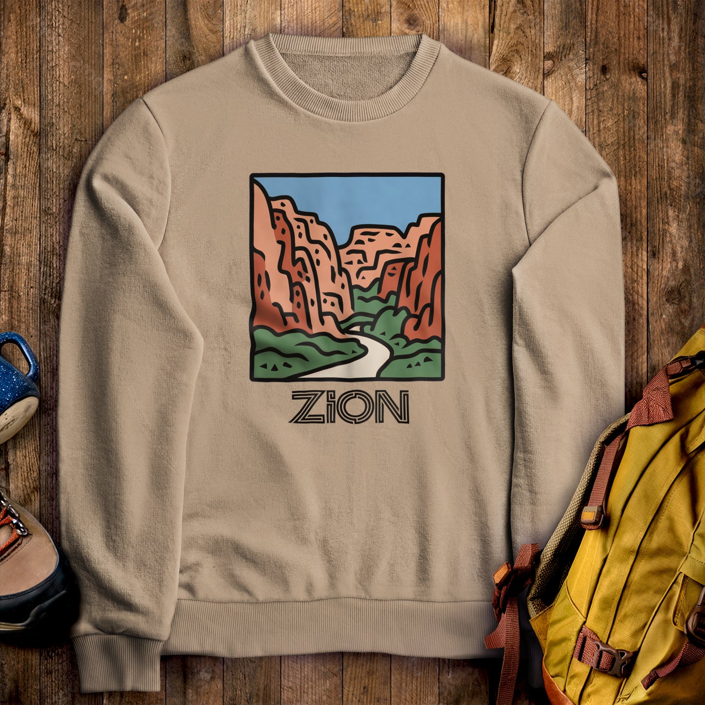 Zion National Park Crewneck Sweatshirt Sand Adventure and Outdoors Themed Sweatshirt