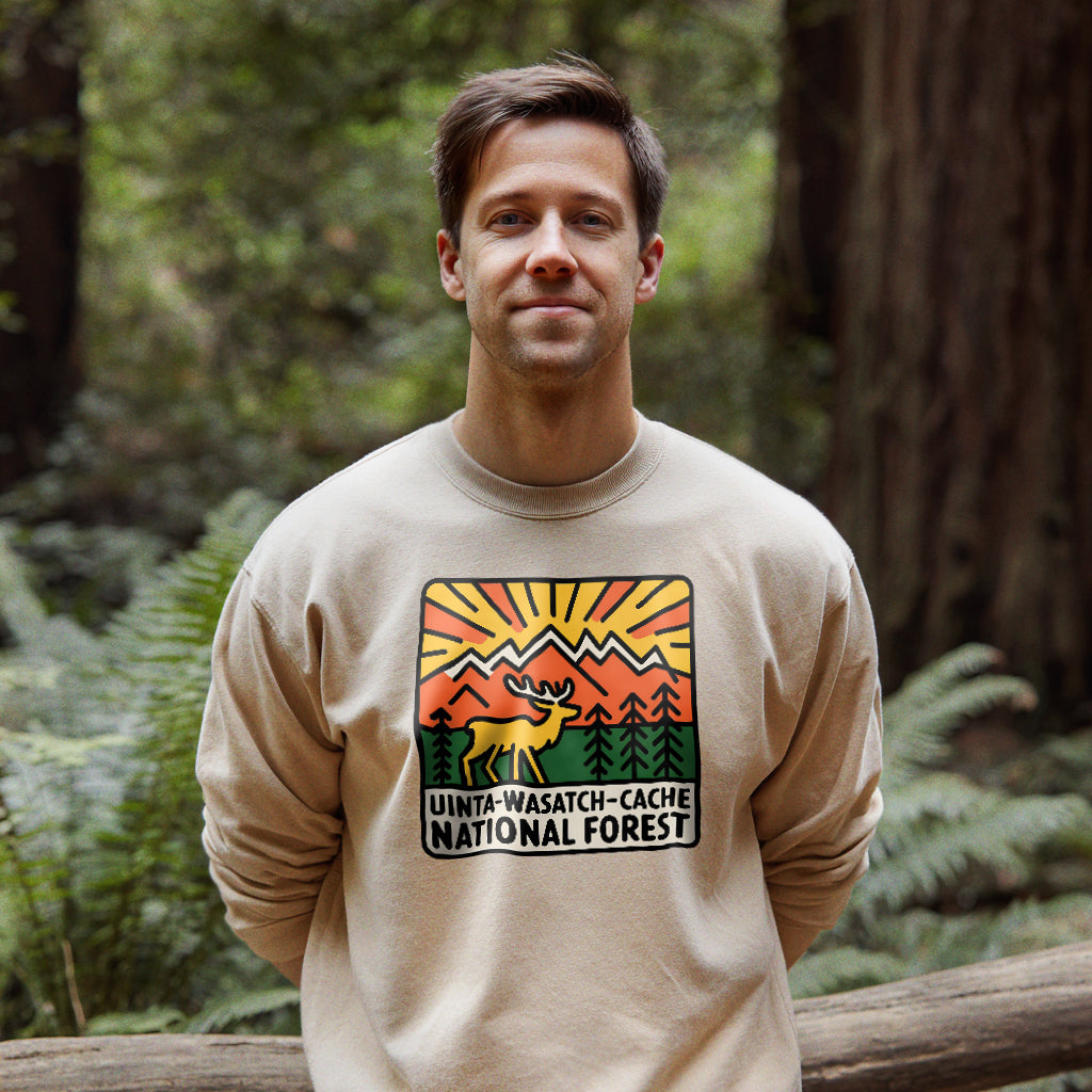 Uinta-Wasatch-Cache National Forest Crewneck Sweatshirt Adventure and Outdoors Themed Sweatshirt