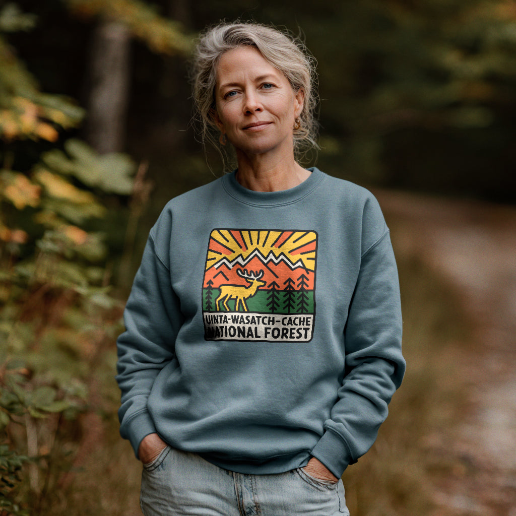 Uinta-Wasatch-Cache National Forest Crewneck Sweatshirt Adventure and Outdoors Themed Sweatshirt