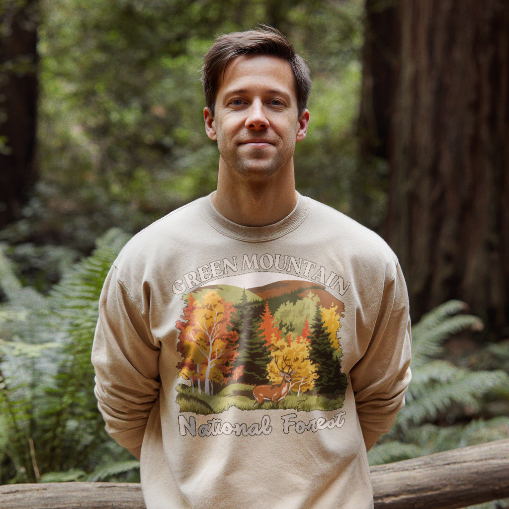 Green Mountain National Forest Crewneck Sweatshirt Adventure and Outdoors Themed Sweatshirt