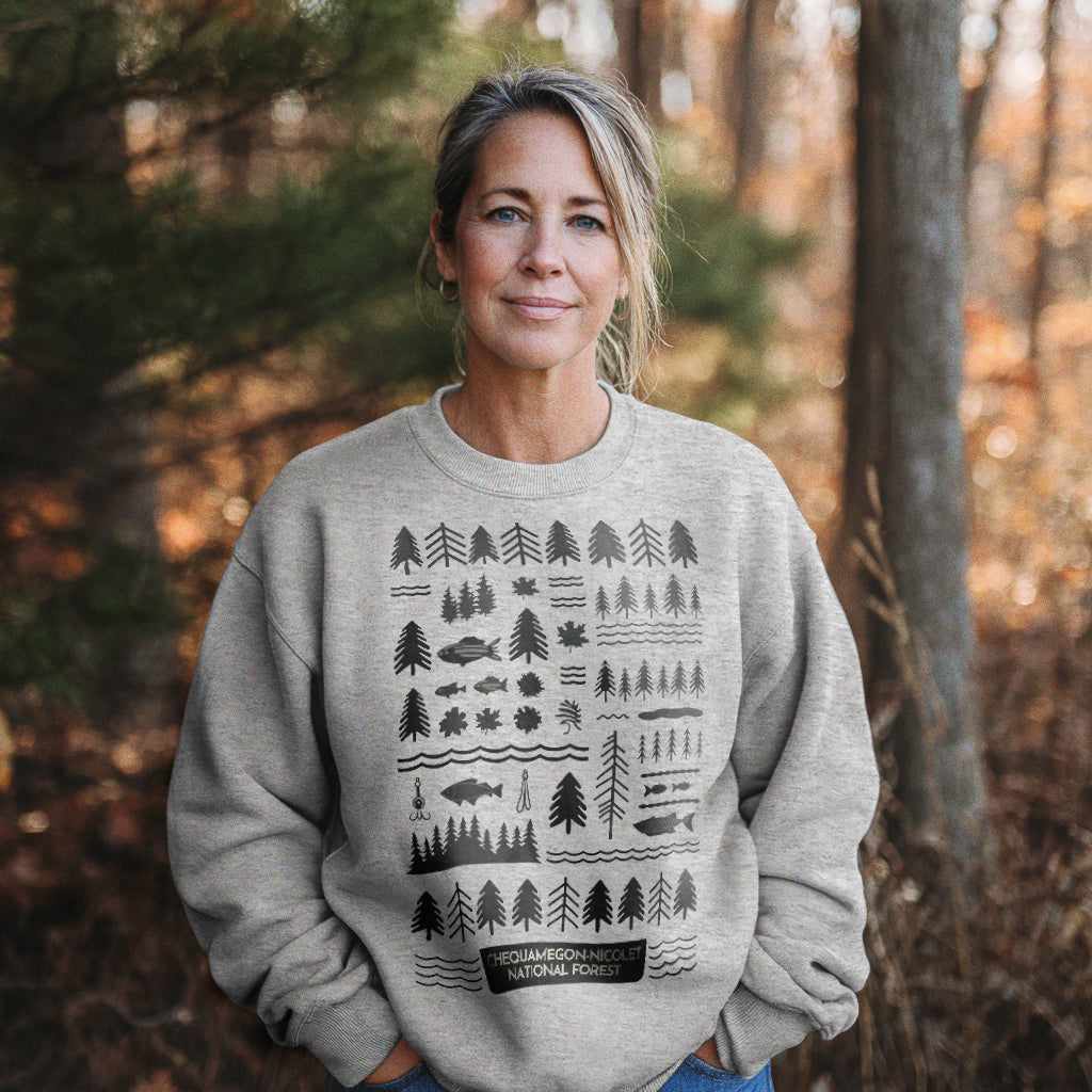 Chequamegon-Nicolet National Forest Crewneck Sweatshirt Adventure and Outdoors Themed Sweatshirt