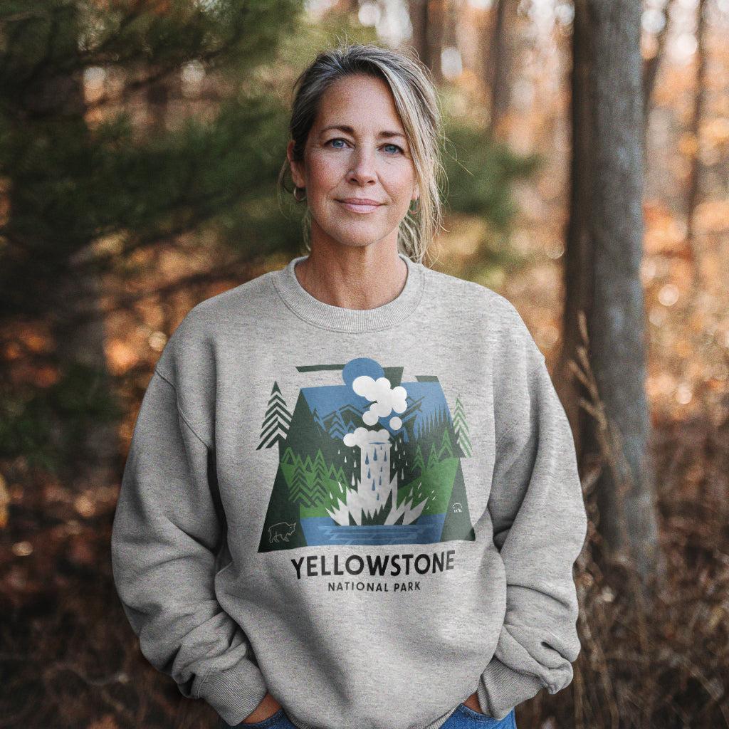 Yellowstone National Park Crewneck Sweatshirt Adventure and Outdoors Themed Sweatshirt