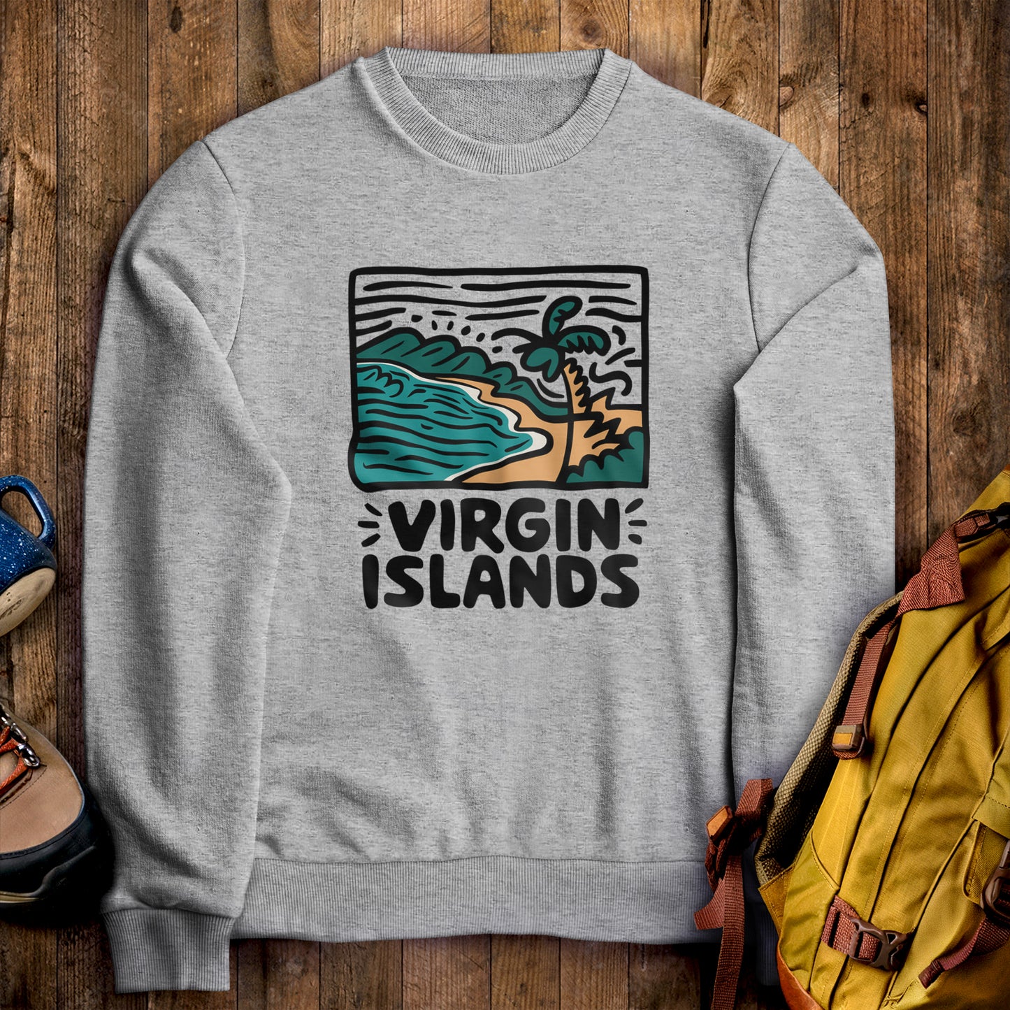 Virgin Islands National Park Crewneck Sweatshirt Sport Grey Adventure and Outdoors Themed Sweatshirt