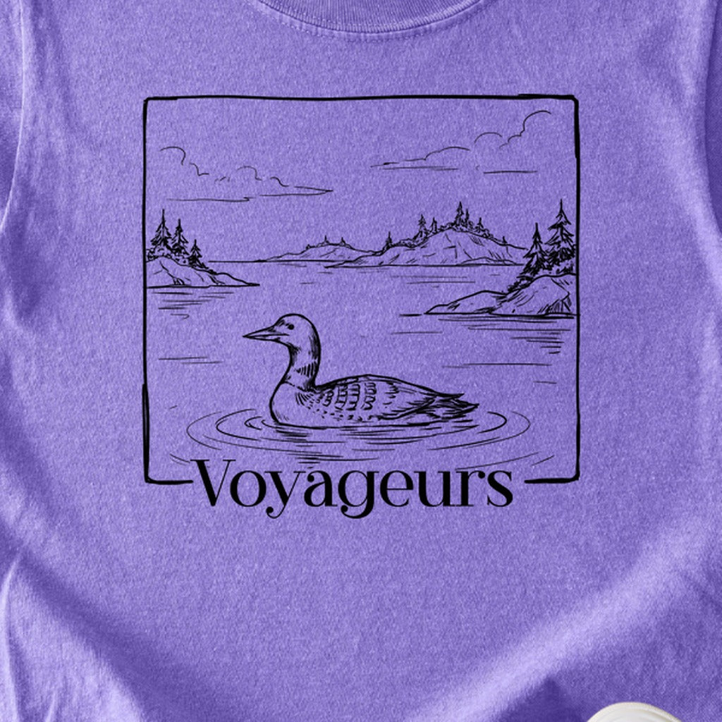 Voyageurs Line Drawing Kids Cotton T-Shirt