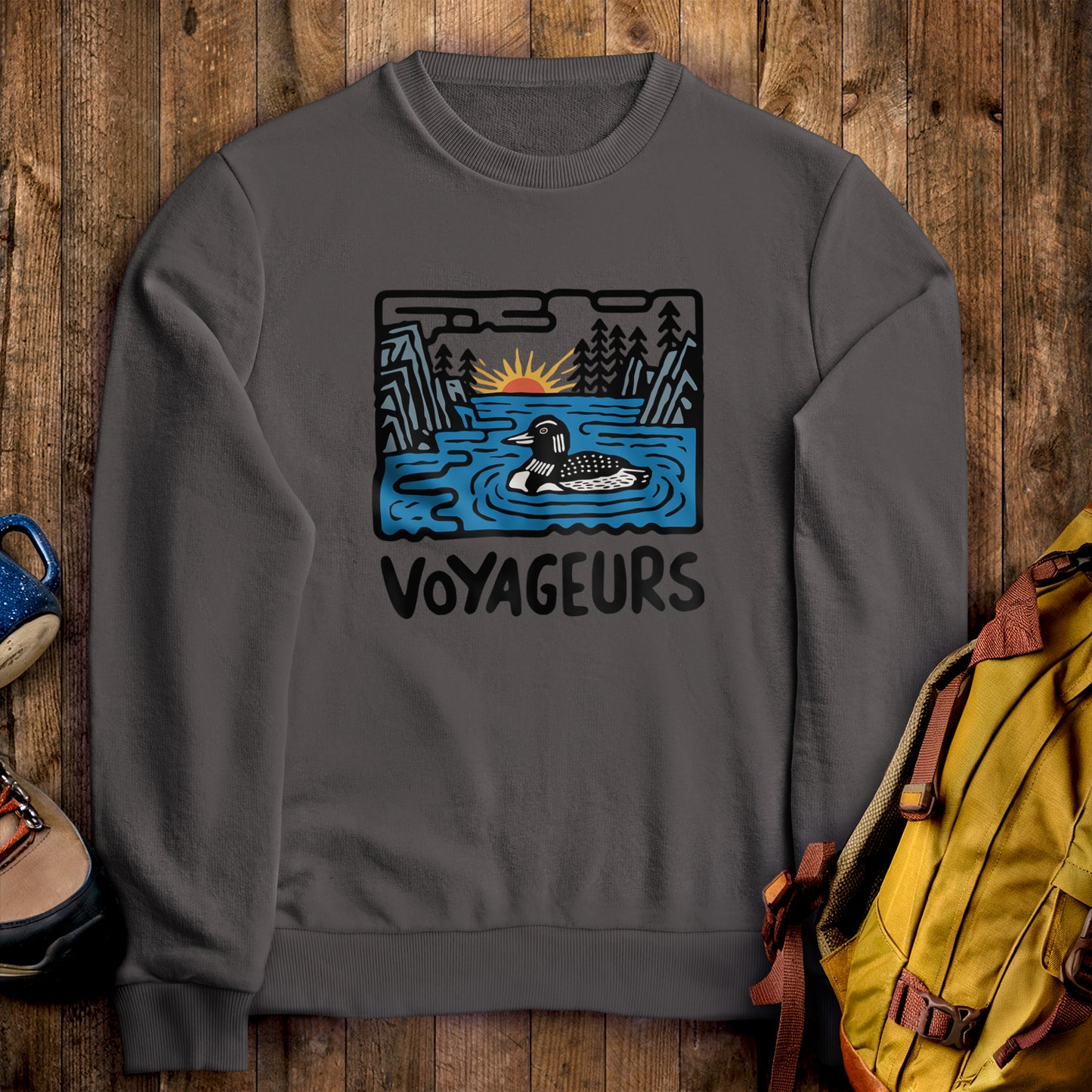 Voyageurs National Park Crewneck Sweatshirt Charcoal Adventure and Outdoors Themed Sweatshirt