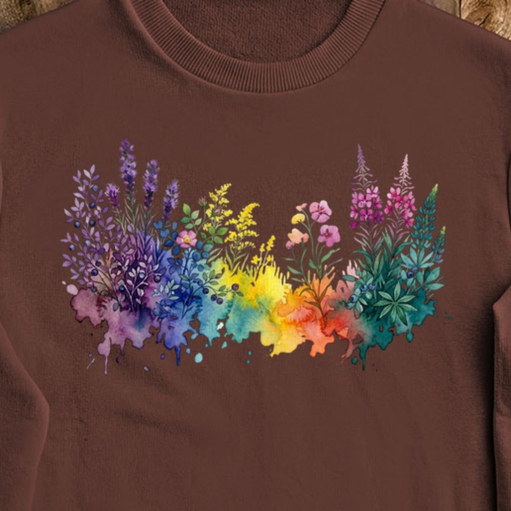 Watercolor Acadia Wildflowers Crewneck Sweatshirt