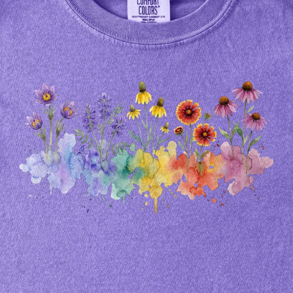 Watercolor Badlands Wildflowers Kids Cotton T-Shirt