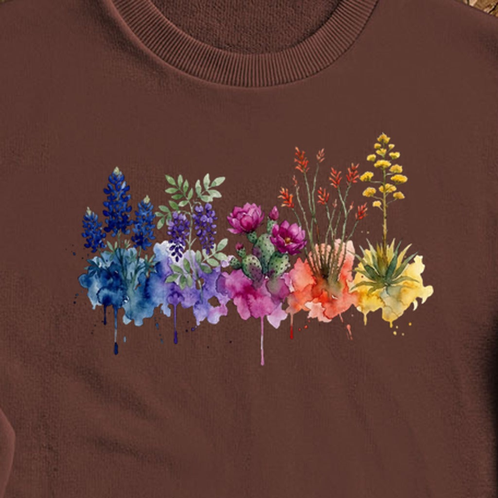 Watercolor Big Bend Wildflowers Crewneck Sweatshirt