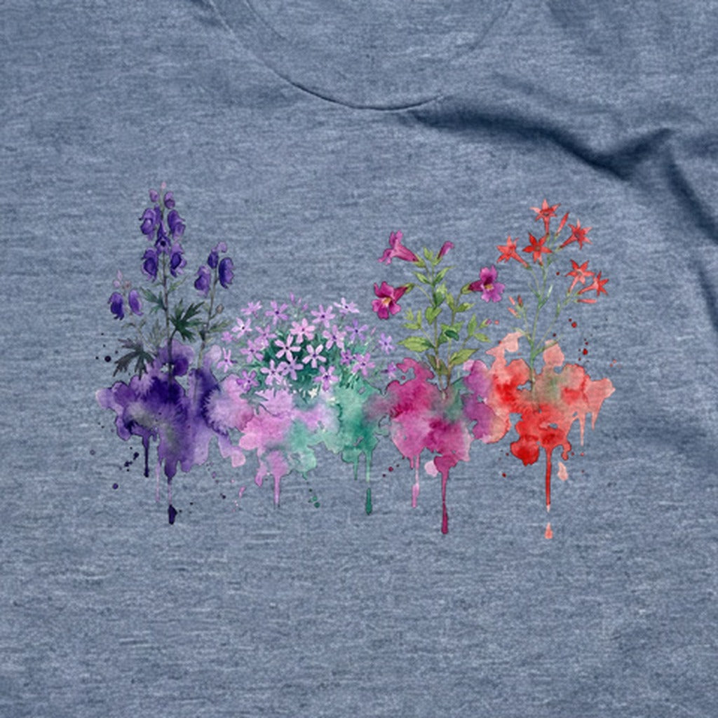 Watercolor Crater Lake Wildflowers T-Shirt