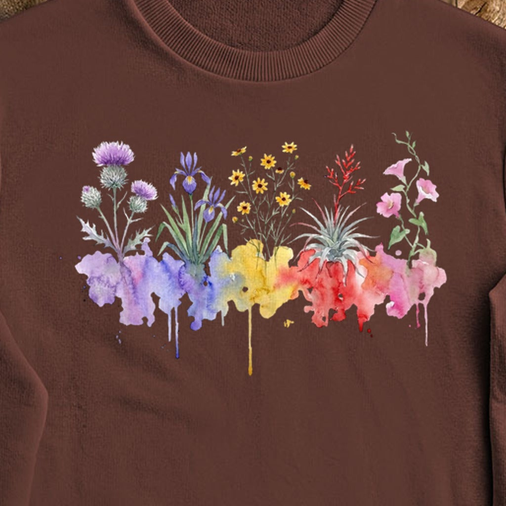 Watercolor Everglades Wildflowers Crewneck Sweatshirt
