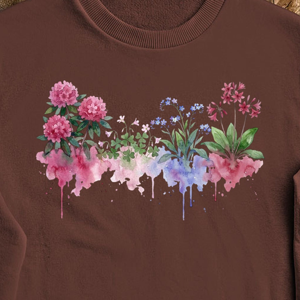 Watercolor Redwood Wildflowers Crewneck Sweatshirt