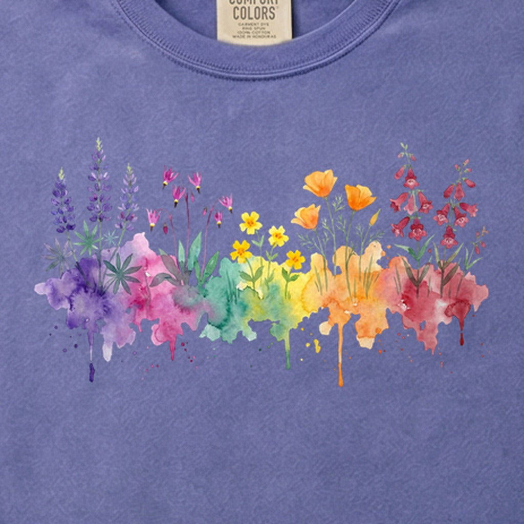 Watercolor Yosemite Wildflowers Cotton T-Shirt