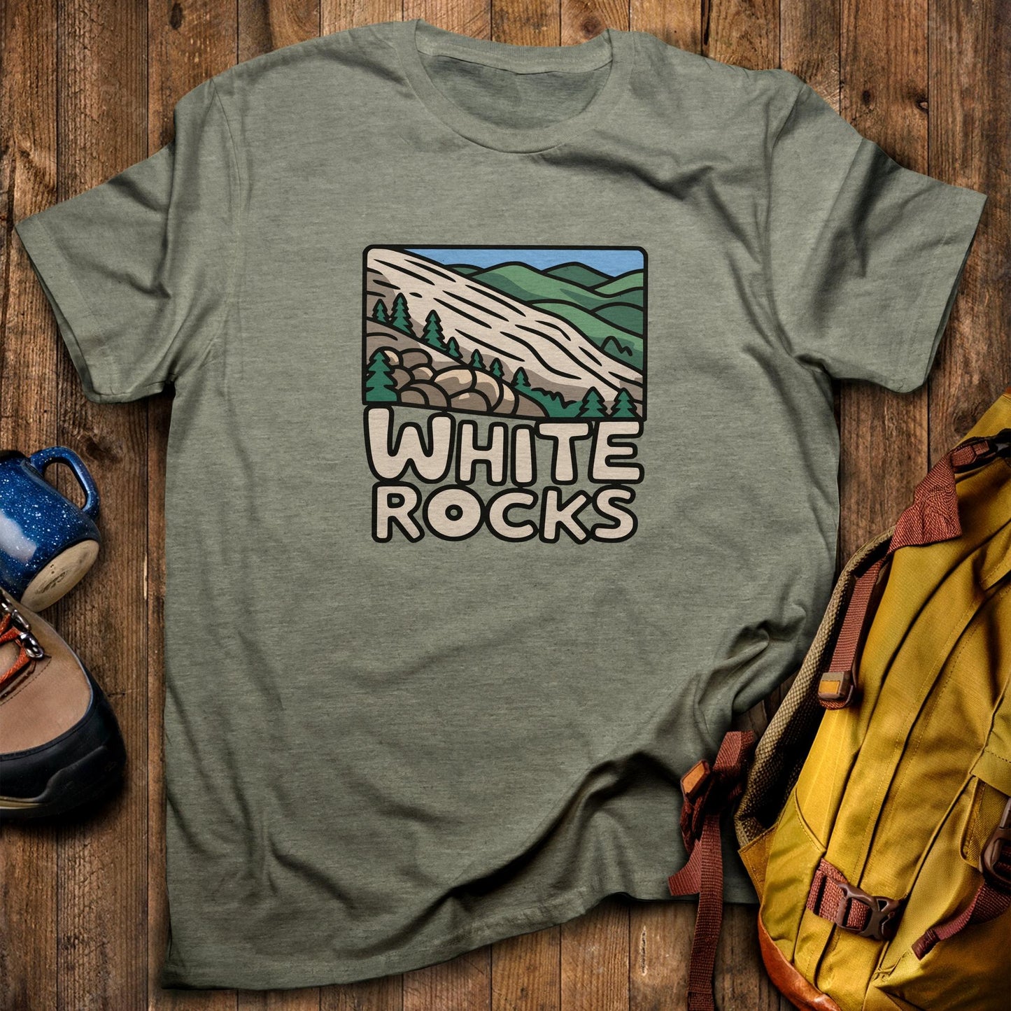 White Rocks National Recreation Area T-Shirt Heather Military Green Adventure and Outdoors Themed T-Shirt