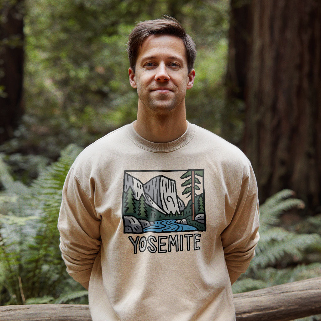 Yosemite National Park Crewneck Sweatshirt Adventure and Outdoors Themed Sweatshirt