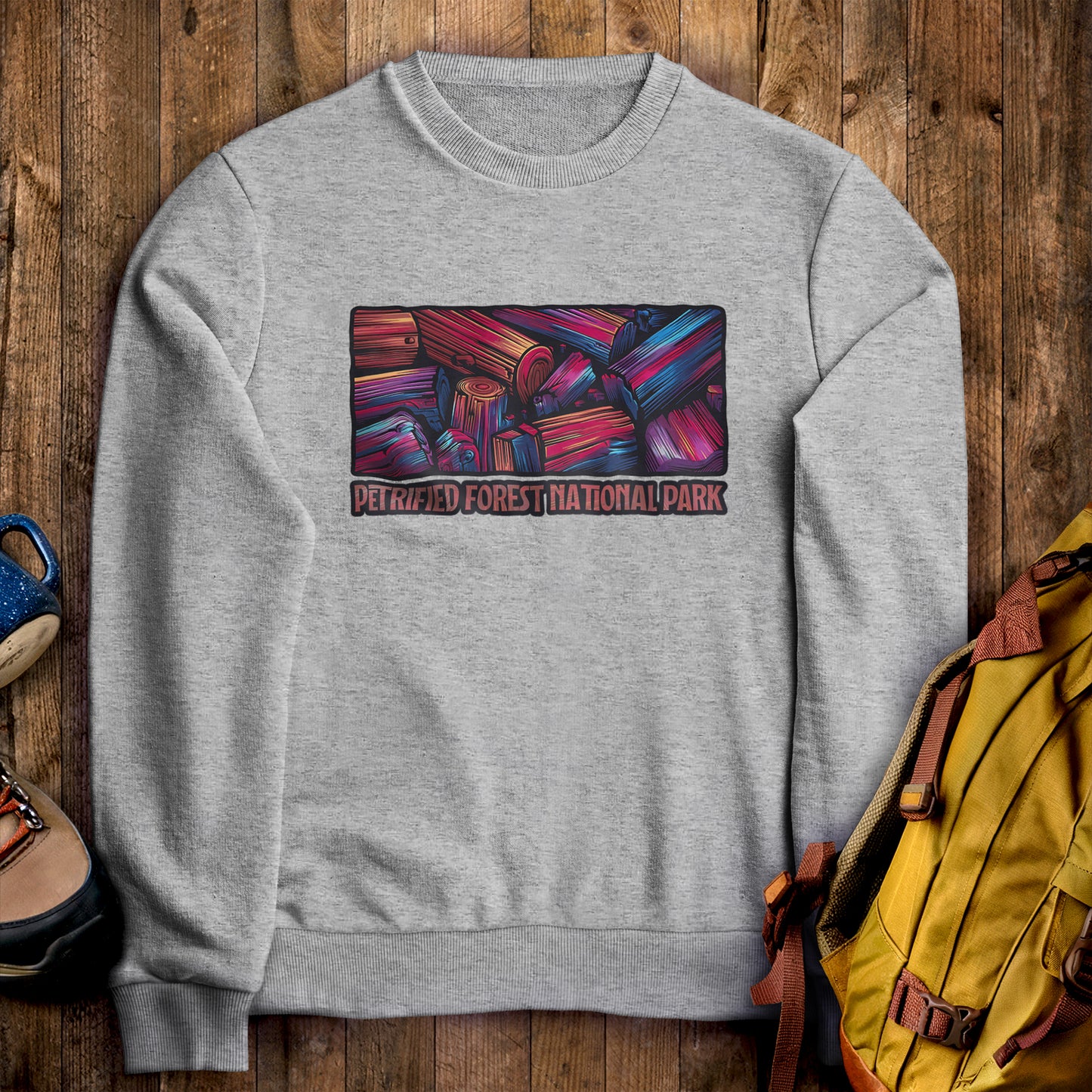 Petrified Forest National Park Crewneck Sweatshirt Sport Grey Adventure and Outdoors Themed Sweatshirt