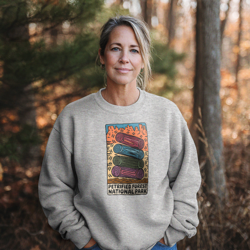 Petrified Forest National Park Logs Crewneck Sweatshirt Adventure and Outdoors Themed Sweatshirt