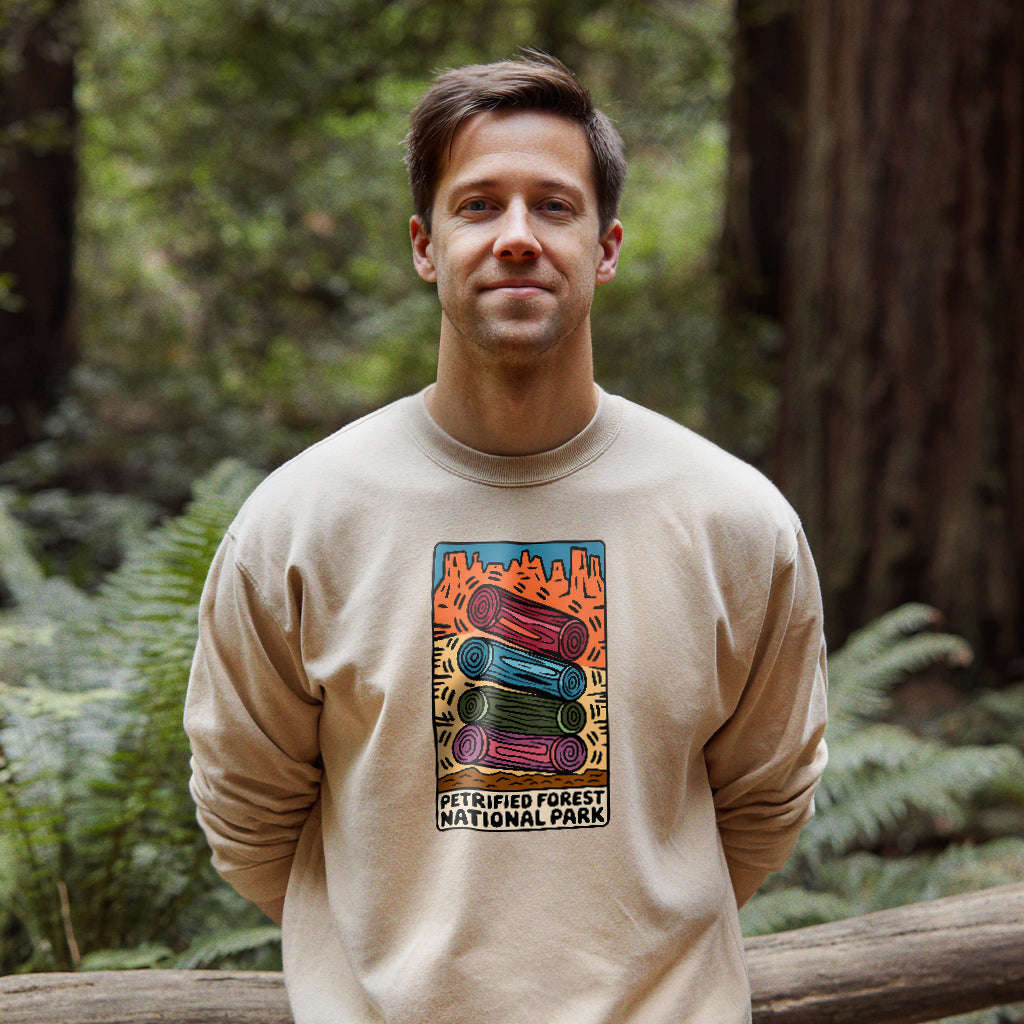 Petrified Forest National Park Logs Crewneck Sweatshirt Adventure and Outdoors Themed Sweatshirt