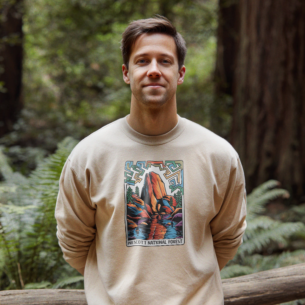 Prescott National Forest Crewneck Sweatshirt Adventure and Outdoors Themed Sweatshirt