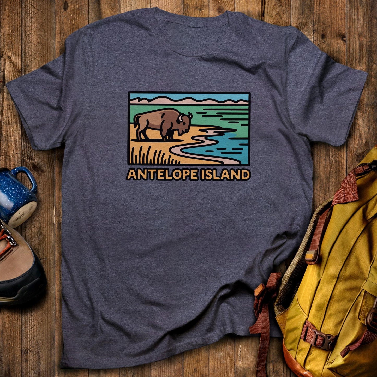 Antelope Island State Park T-Shirt Heather Navy Adventure and Outdoors Themed T-Shirt