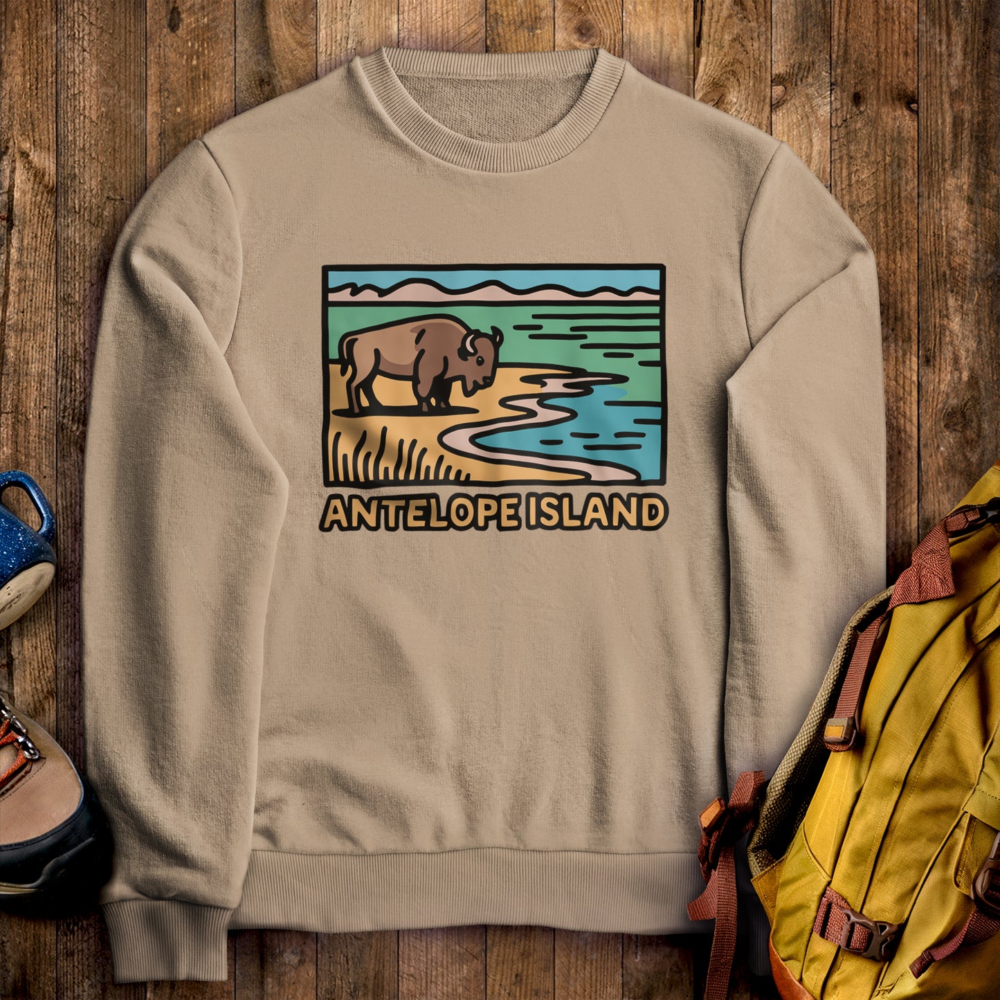 Antelope Island State Park Crewneck Sweatshirt Sand Adventure and Outdoors Themed Sweatshirt