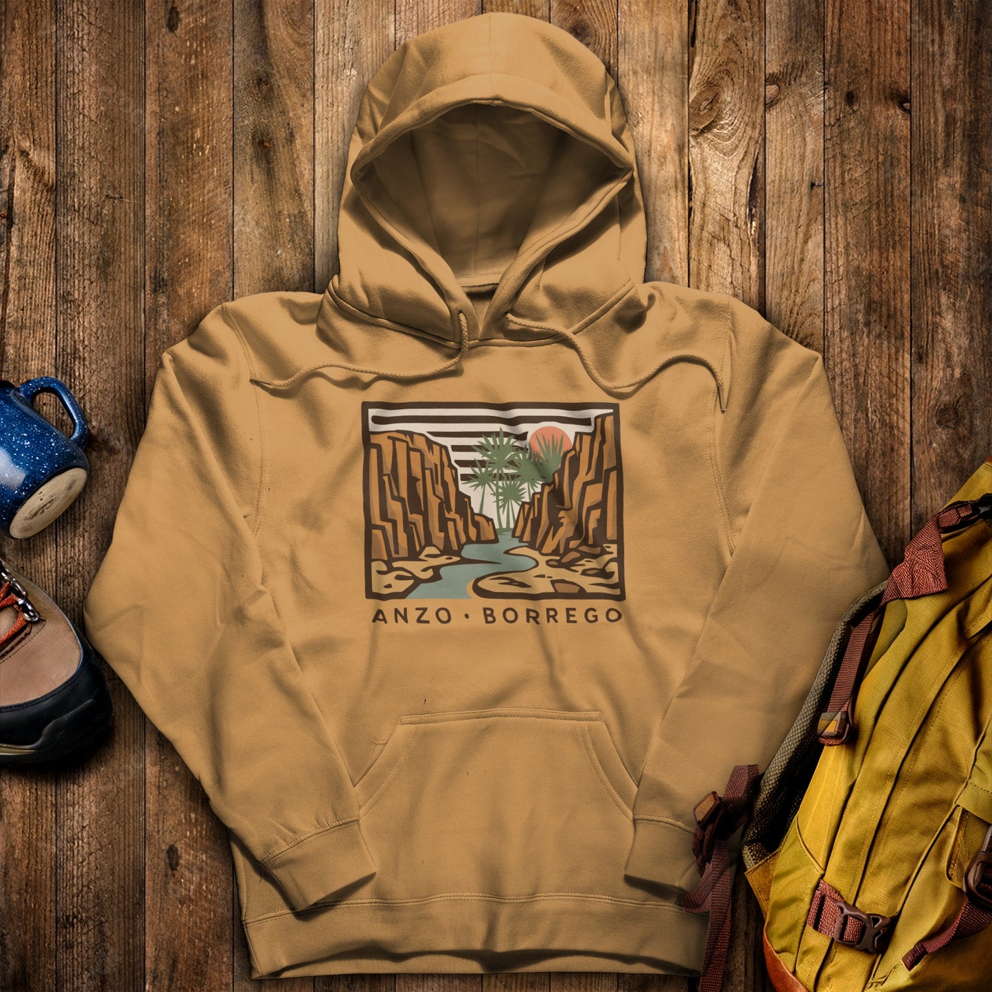 Anza-Borrego Desert State Park Hoodie Mustard Adventure and Outdoors Themed Hoodie