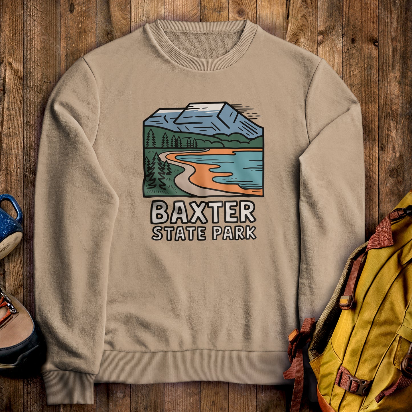 Baxter State Park Crewneck Sweatshirt Sand Adventure and Outdoors Themed Sweatshirt