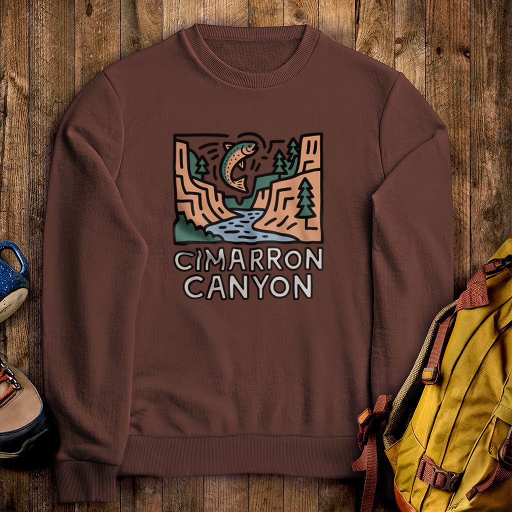 Cimarron Canyon State Park Crewneck Sweatshirt Cocoa Adventure and Outdoors Themed Sweatshirt