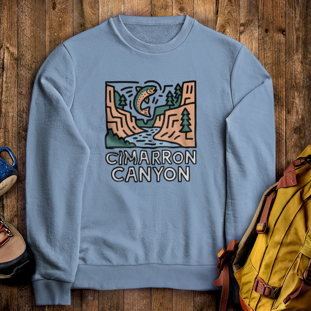Cimarron Canyon State Park Crewneck Sweatshirt Stone Blue Adventure and Outdoors Themed Sweatshirt