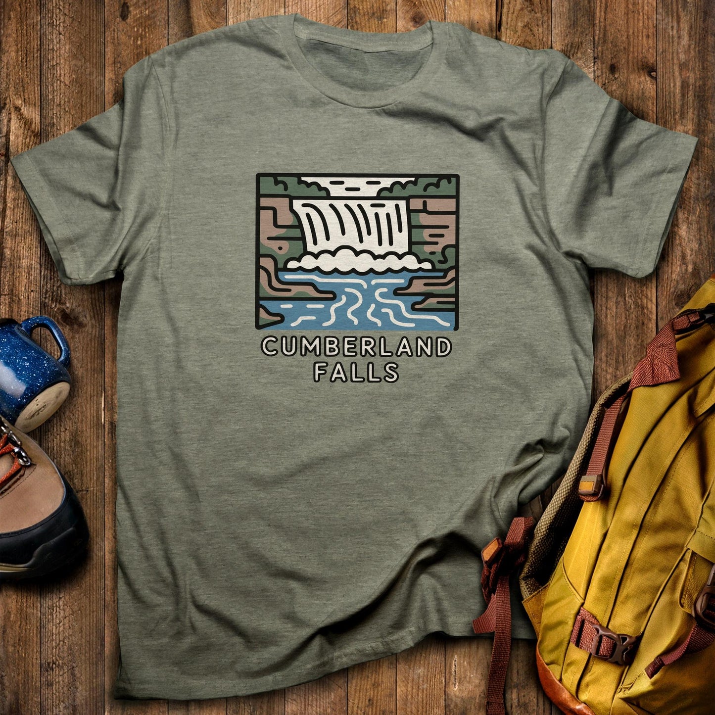Cumberland Falls State Park T-Shirt Heather Military Green Adventure and Outdoors Themed T-Shirt