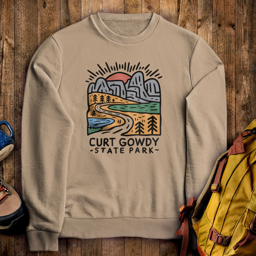 Curt Gowdy State Park Crewneck Sweatshirt Sand Adventure and Outdoors Themed Sweatshirt