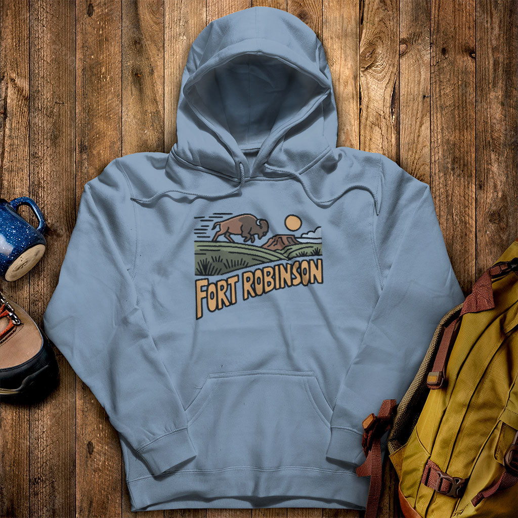 Fort Robinson State Park Hoodie Stone Blue Adventure and Outdoors Themed Hoodie