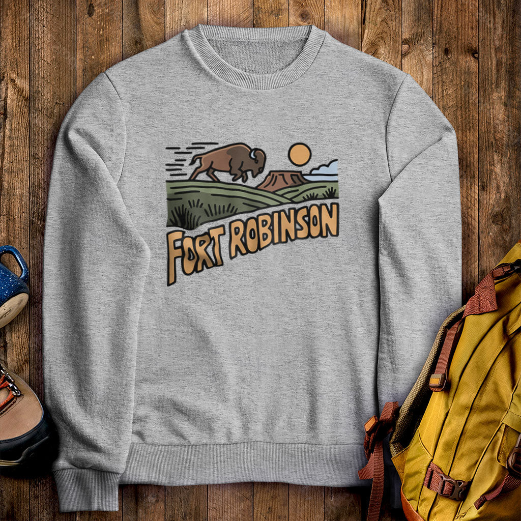 Fort Robinson State Park Crewneck Sweatshirt Sport Grey Adventure and Outdoors Themed Sweatshirt