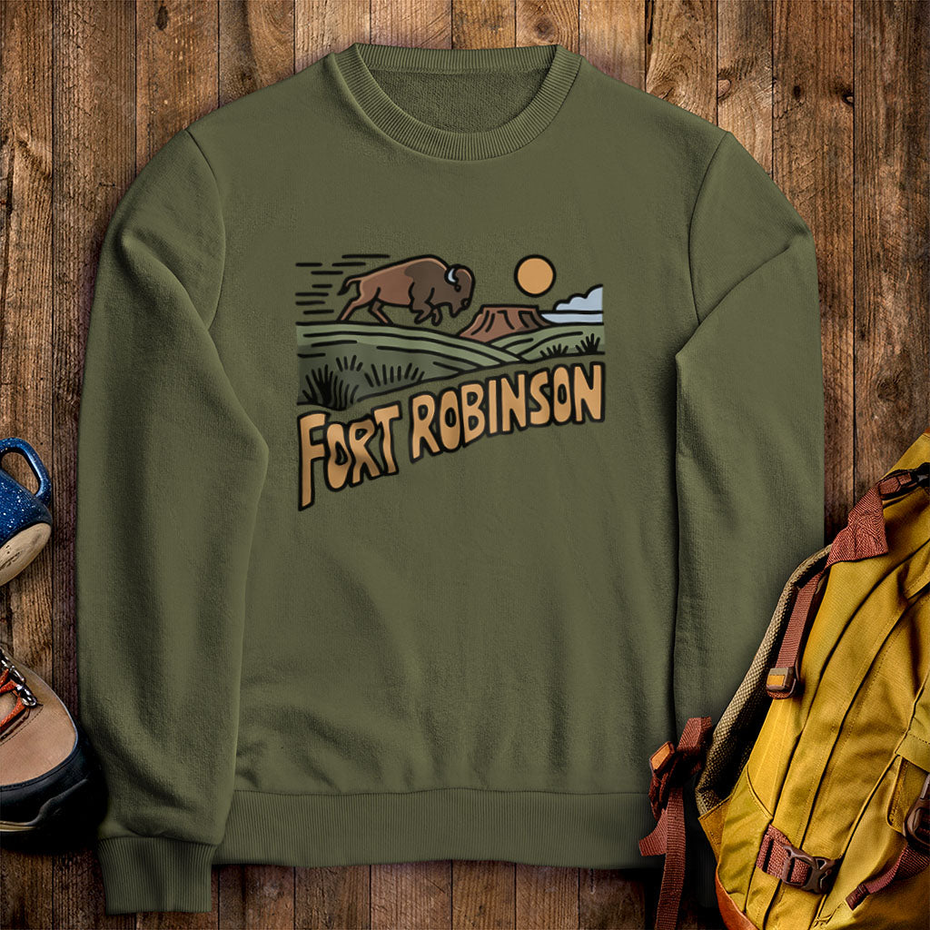 Fort Robinson State Park Crewneck Sweatshirt Military Green Adventure and Outdoors Themed Sweatshirt