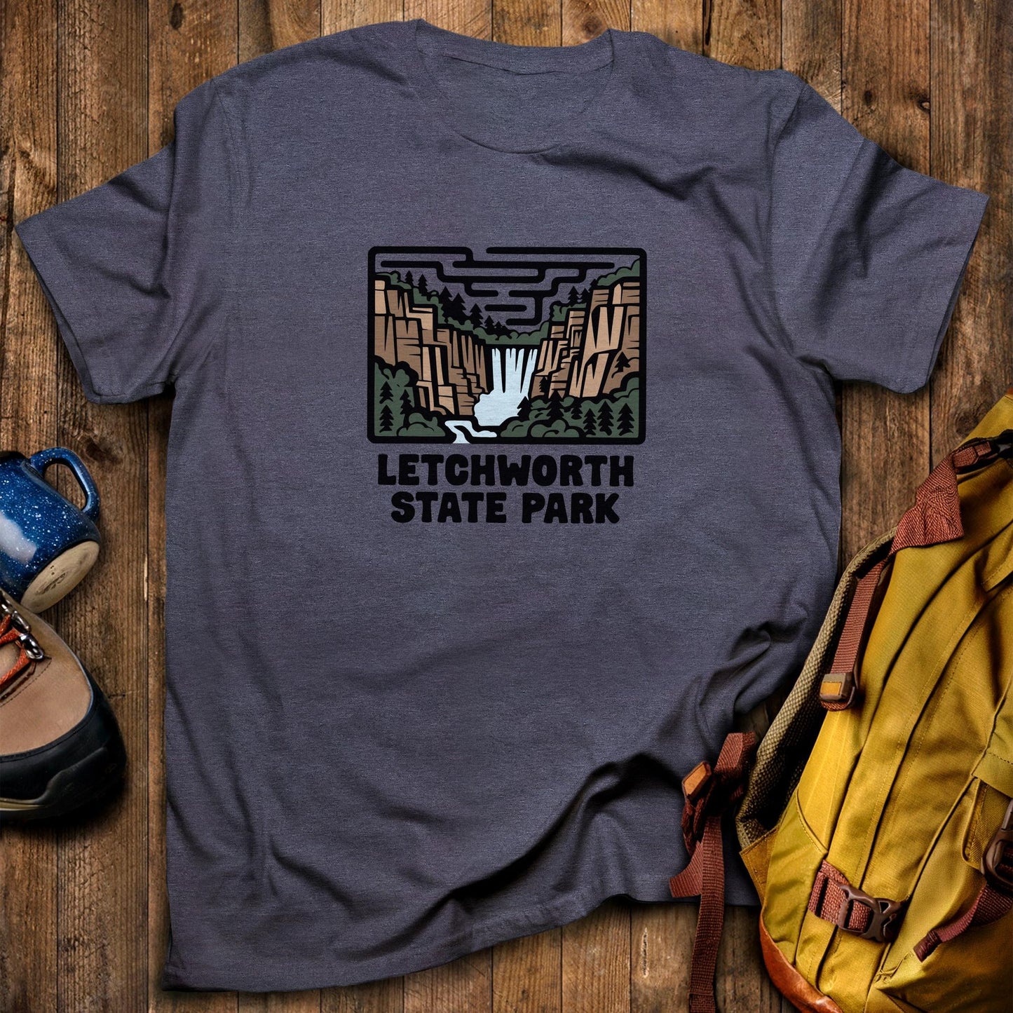 Letchworth State Park T-Shirt Heather Navy Adventure and Outdoors Themed T-Shirt