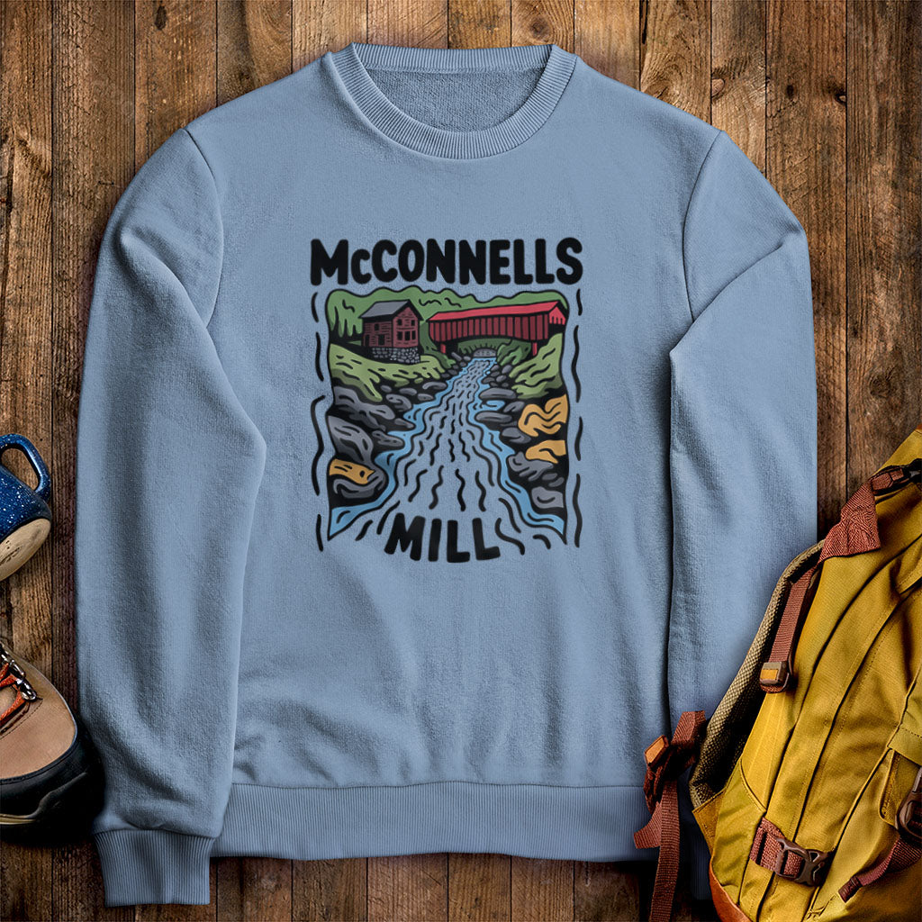 McConnells Mill State Park Crewneck Sweatshirt Stone Blue Adventure and Outdoors Themed Sweatshirt