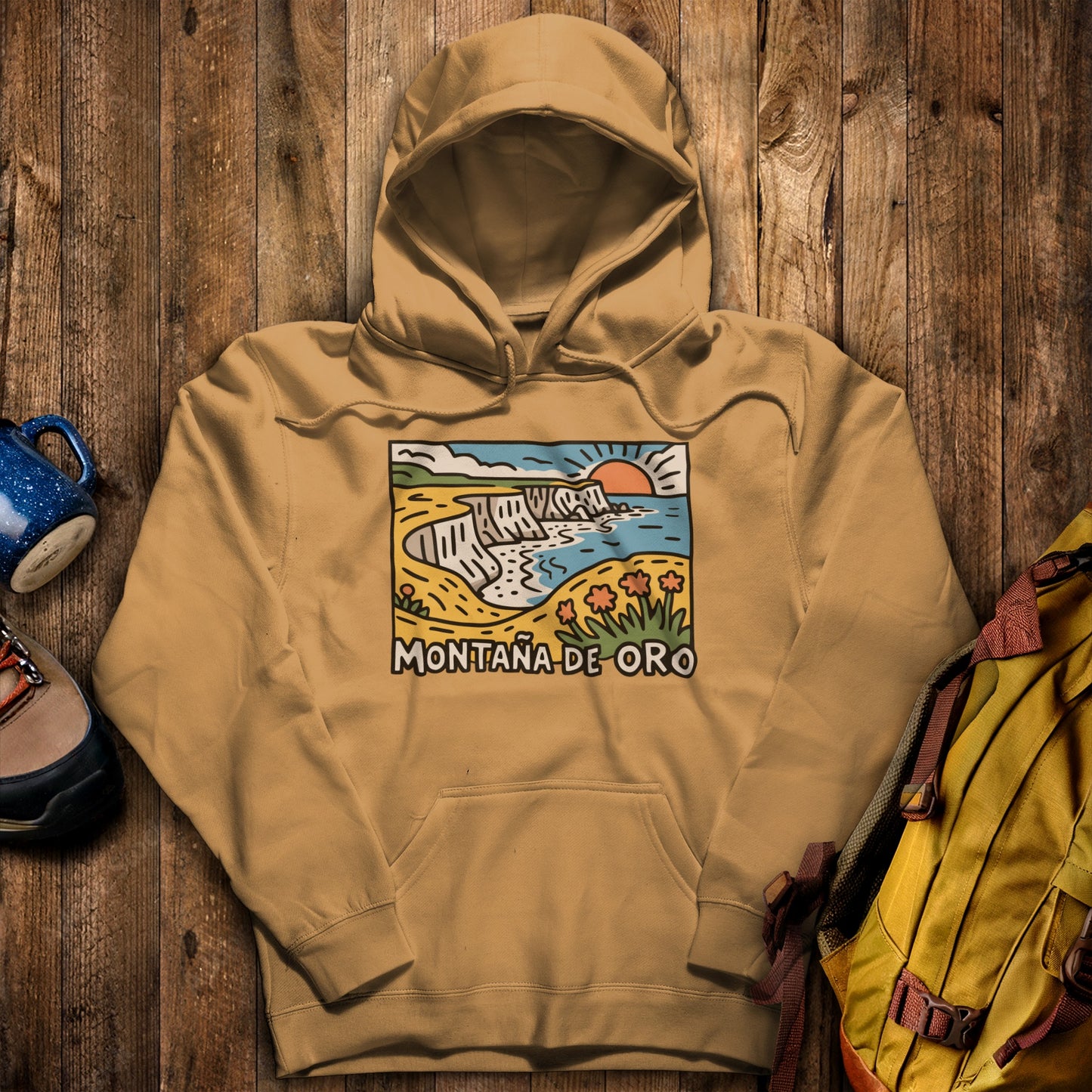 Montana de Oro State Park Hoodie Mustard Adventure and Outdoors Themed Hoodie