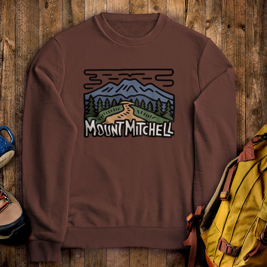 Mount Mitchell Crewneck Sweatshirt Cocoa Adventure and Outdoors Themed Sweatshirt