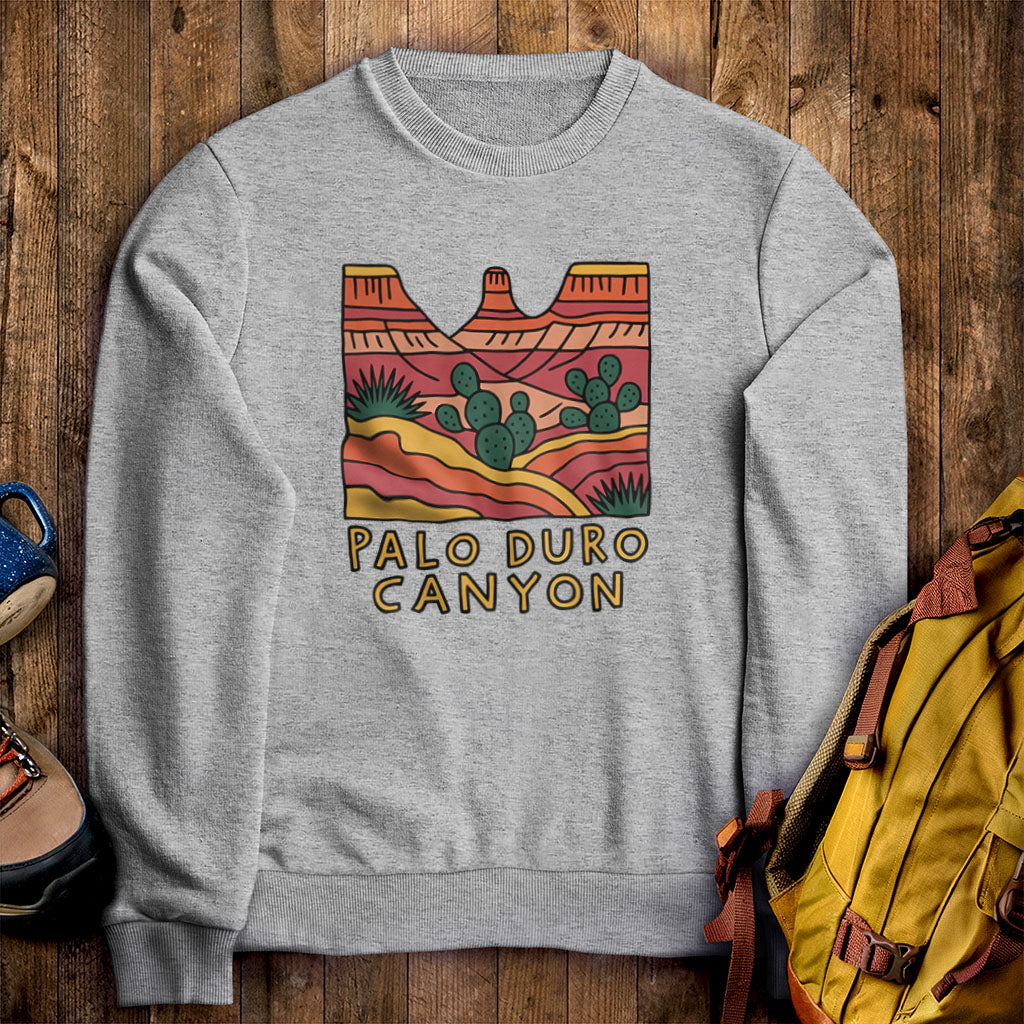 Palo Duro Canyon Crewneck Sweatshirt Sport Grey Adventure and Outdoors Themed Sweatshirt