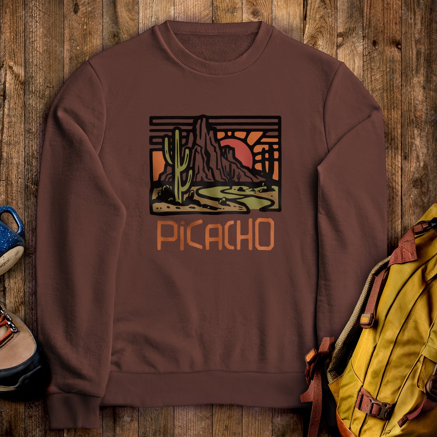 Picacho Peak State Park Crewneck Sweatshirt Cocoa Adventure and Outdoors Themed Sweatshirt