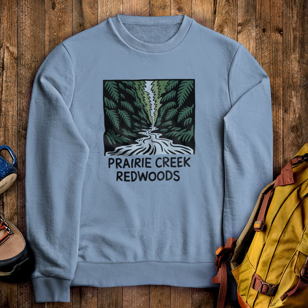 Prairie Creek Redwoods State Park Crewneck Sweatshirt Stone Blue Adventure and Outdoors Themed Sweatshirt