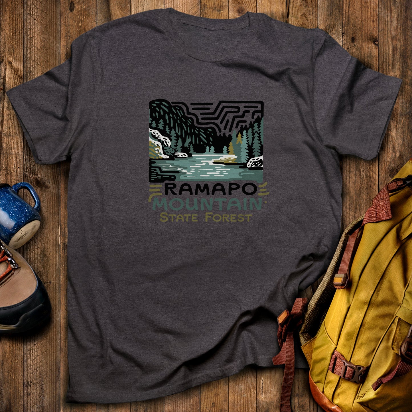 Ramapo Mountain State Forest T-Shirt Dark Heather Adventure and Outdoors Themed T-Shirt