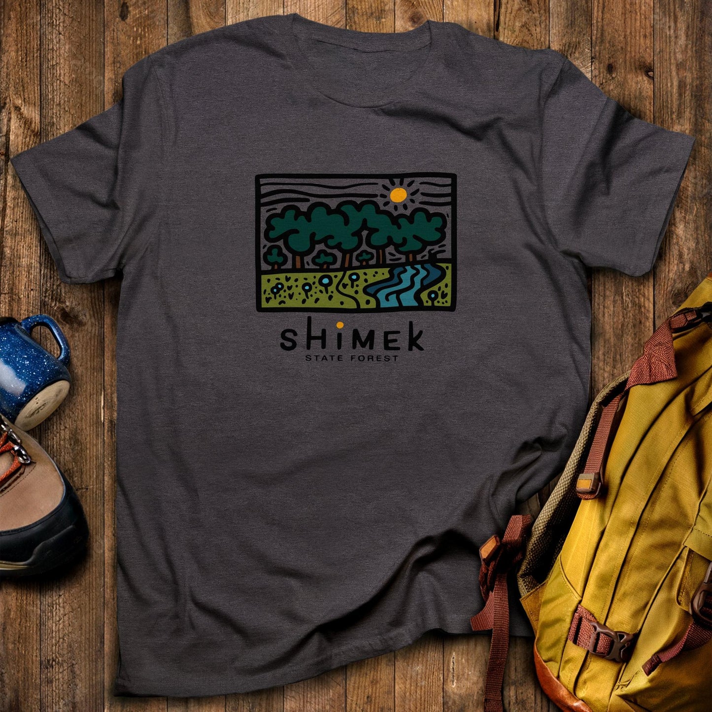 Shimek State Forest T-Shirt Dark Heather Adventure and Outdoors Themed T-Shirt