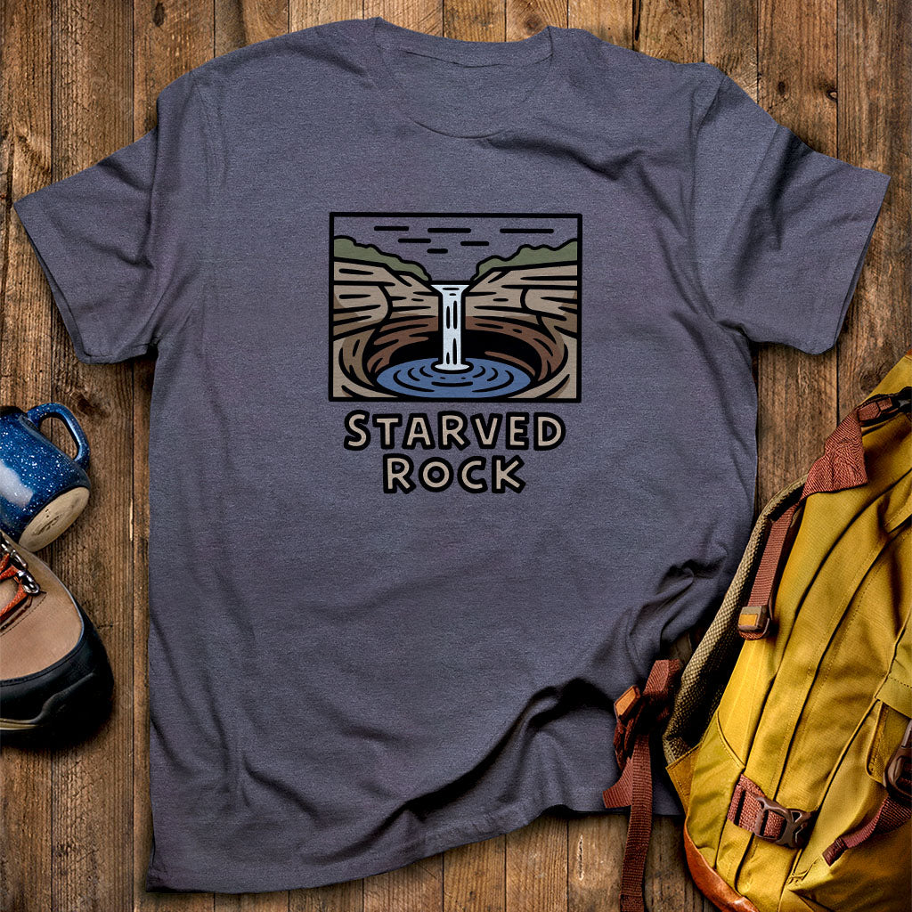 Starved Rock State Park T-Shirt Heather Navy Adventure and Outdoors Themed T-Shirt