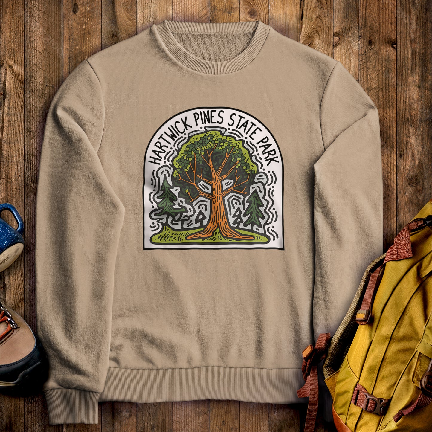 Hartwick Pines State Park Crewneck Sweatshirt Sand Adventure and Outdoors Themed Sweatshirt