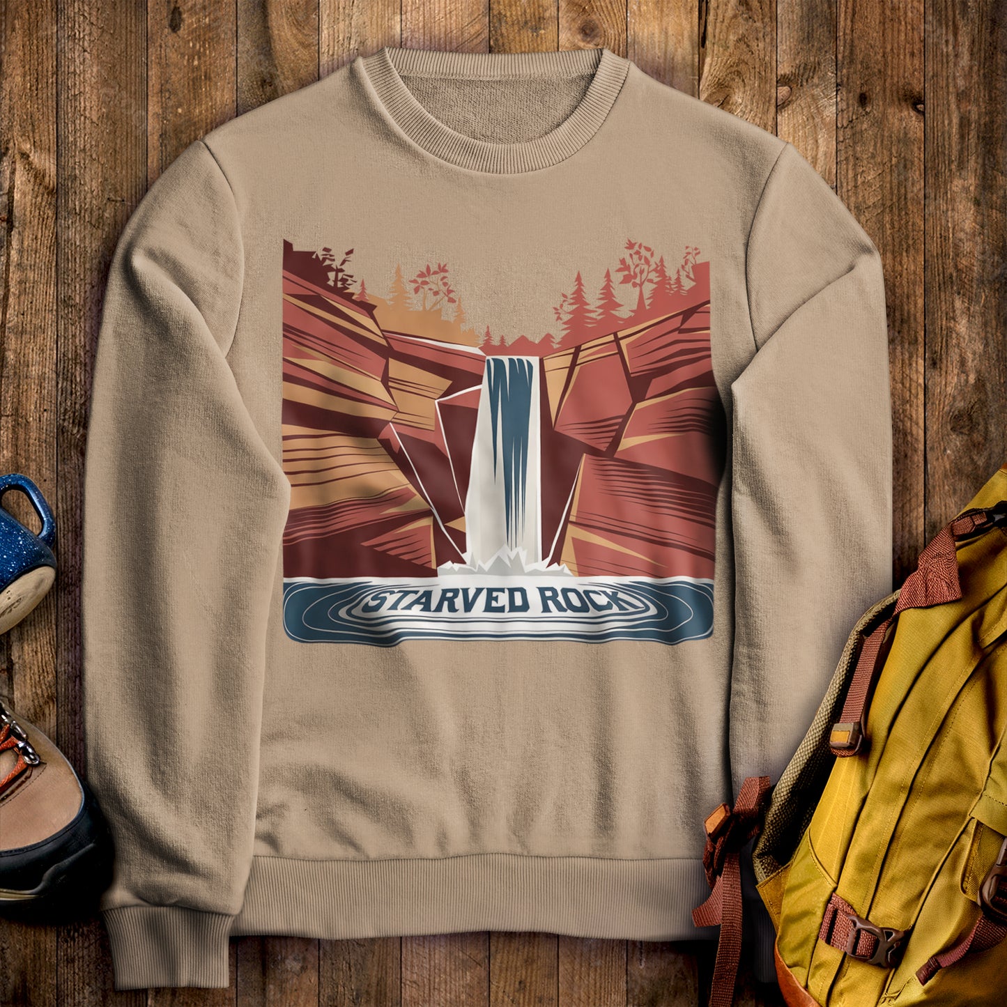 Starved Rock State Park Crewneck Sweatshirt Sand Adventure and Outdoors Themed Sweatshirt