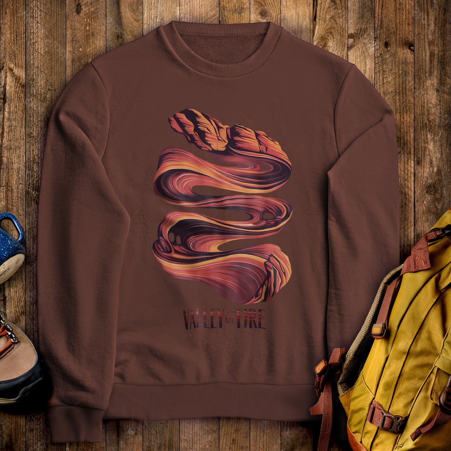 Valley of Fire State Park Crewneck Sweatshirt Cocoa Adventure and Outdoors Themed Sweatshirt