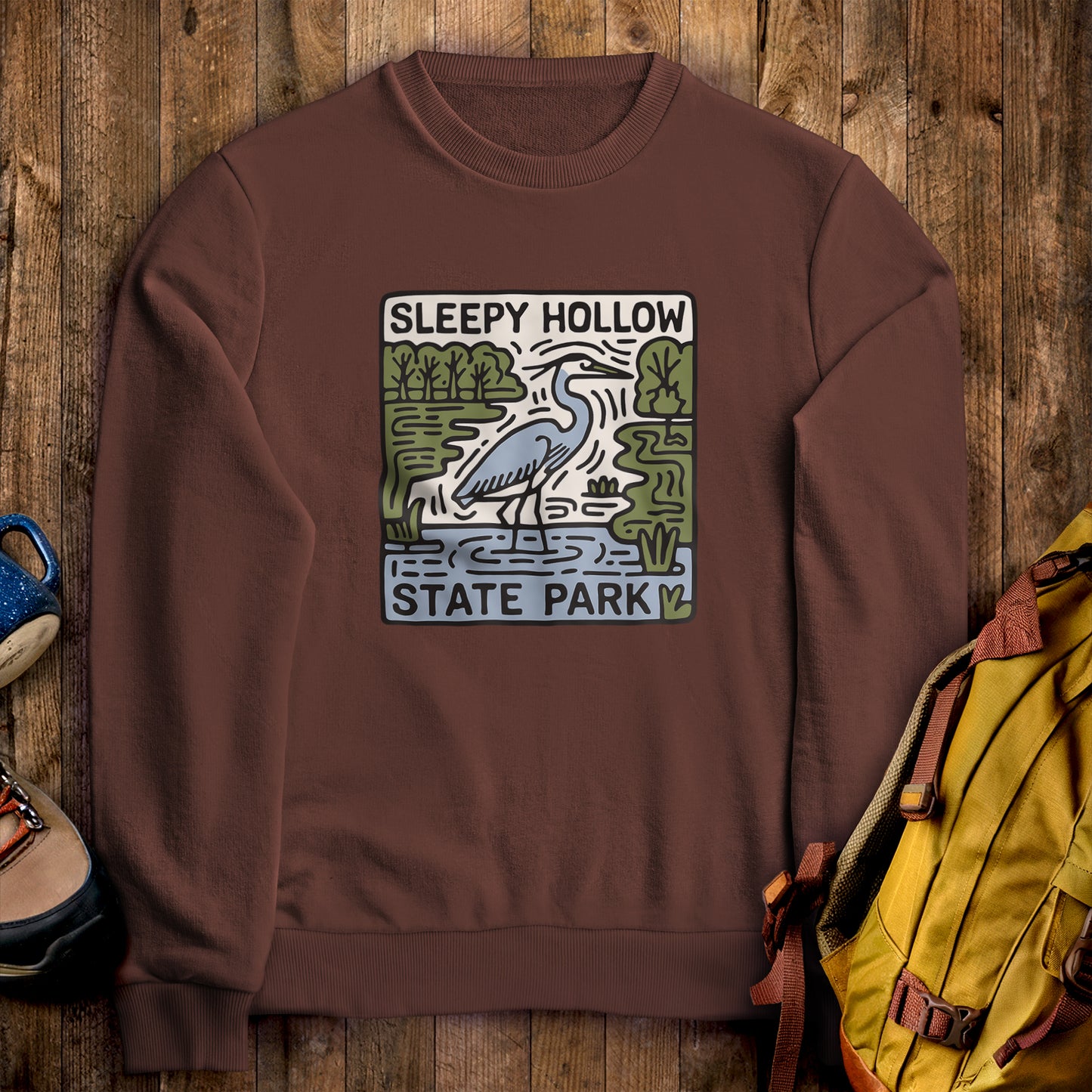 Sleepy Hollow State Park Crewneck Sweatshirt Cocoa Adventure and Outdoors Themed Sweatshirt