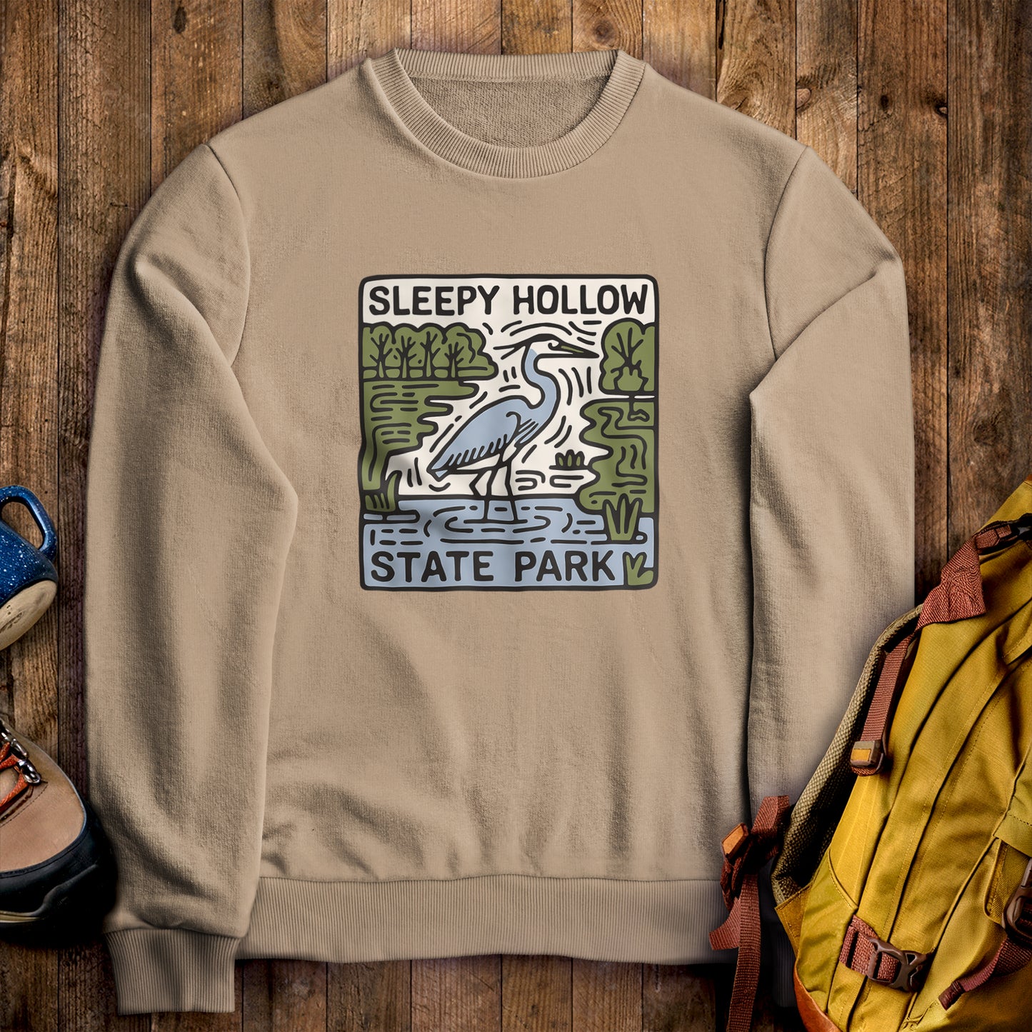 Sleepy Hollow State Park Crewneck Sweatshirt Sand Adventure and Outdoors Themed Sweatshirt